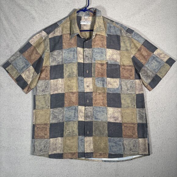 Georg Roth Of Germany Other - Georg Roth Of Germany Shirt Mens Size XL Plaid Abstract Water Colors Artsy Retro